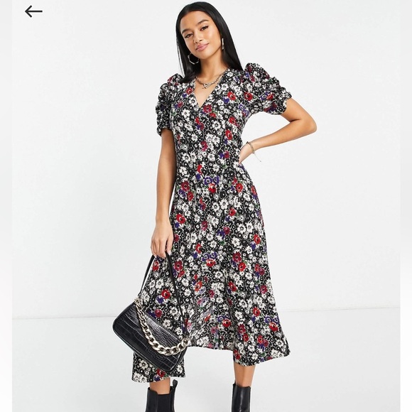 Topshop Puff Sleeve Mini Dress. - Picture 1 of 13